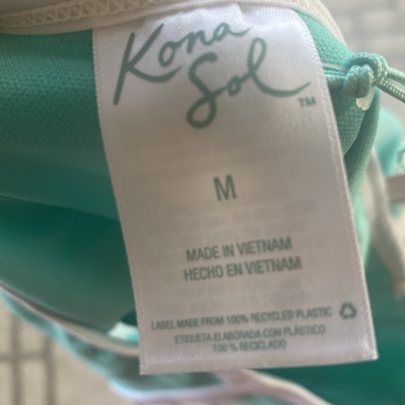 Kona Sol Terry turquoise High Waist High Leg bikini bottom medium NWT - Picture 4 of 6